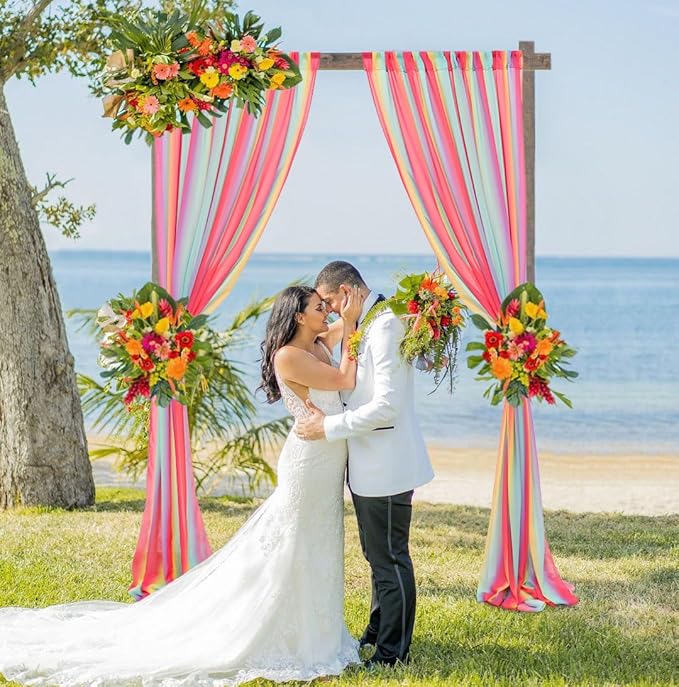 DUOBAO Rainbow Sheer Chiffon Curtains - Image 2