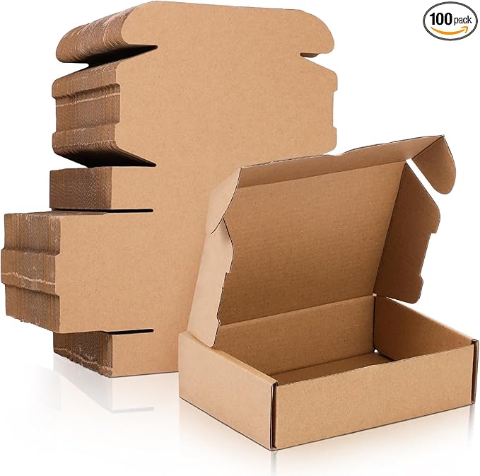 Qilery 100 Pcs Shipping Boxes Cardboard Gift Corrugated Cardboard Brown Boxes by Qilery