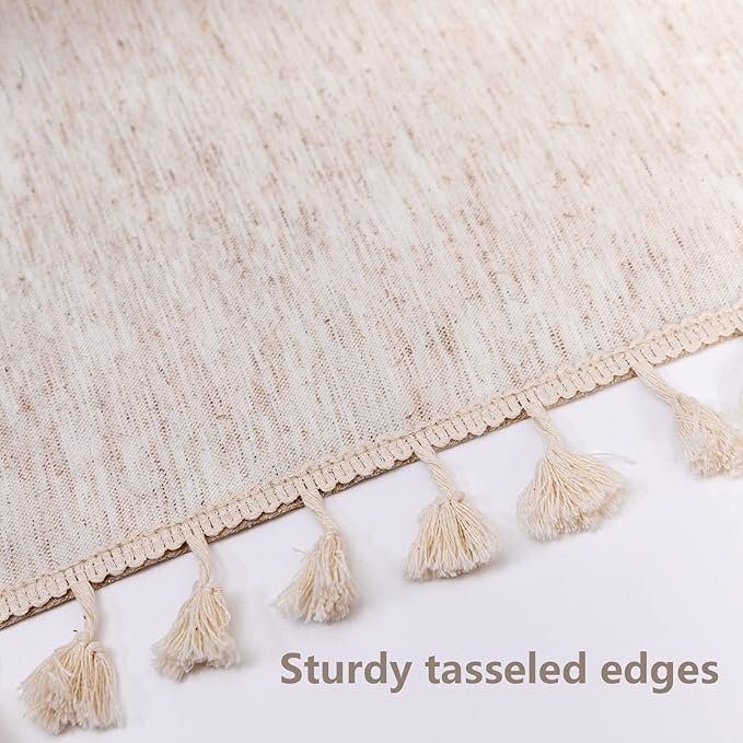 MYSKY HOME Table Cloth 60 in Round Cotton Tablecloth, Heavy Duty Linen Look - Image 5