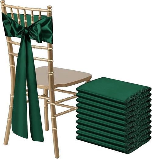 10 PCS Forest Green Satin Chair Sashes Bows Universal Chair Ribbon Ties Back by LooksForwardtoSeeingYou