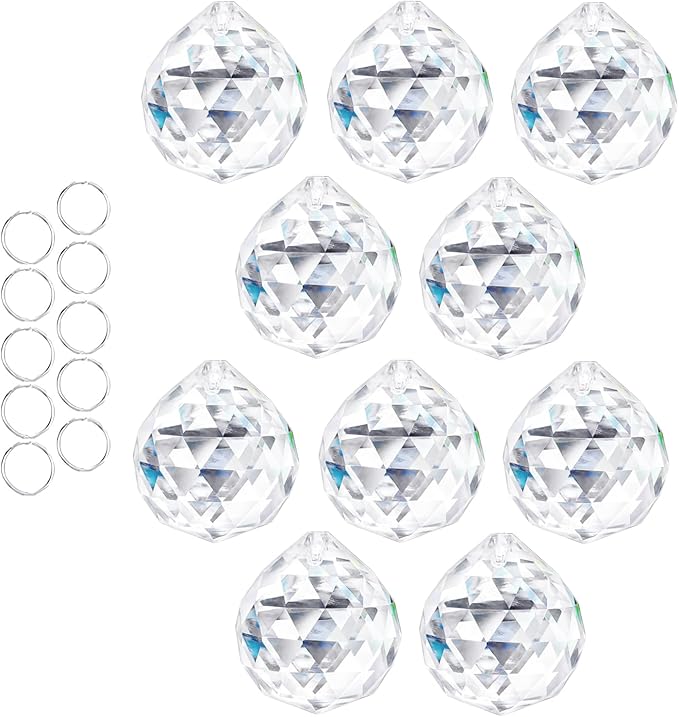 10pcs Crystal Ball Prism Sun Catcher Rainbow Maker Pendants 40mm Decorative by ForCrystalLovers