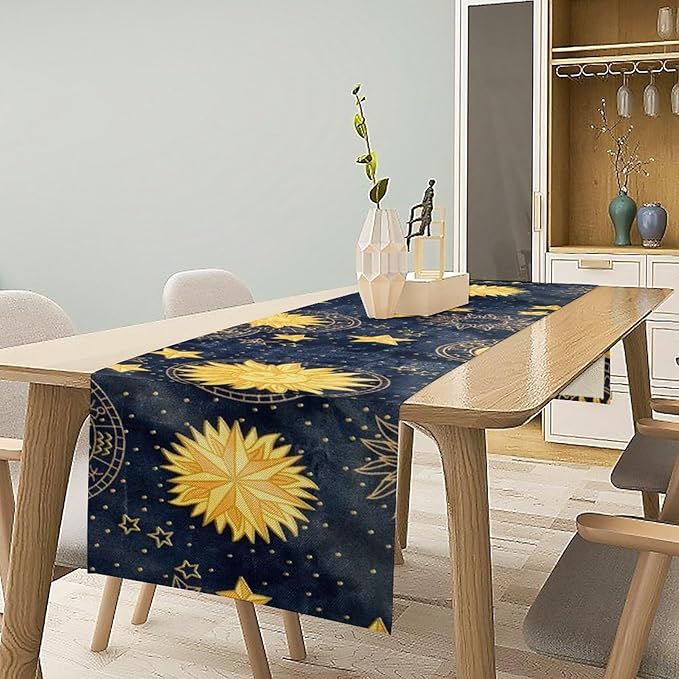 Sun Moon Table Runner, Boho Starry Sky Table Runners - Image 7