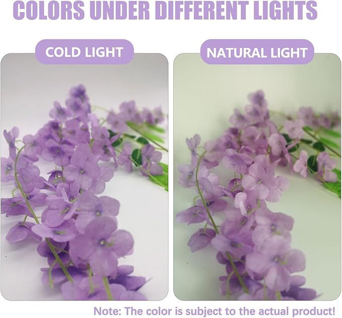 5 Pack Light Purple Wisteria Hanging Flowers, 3.44 Ft Fake Hanging Flowers - Image 2