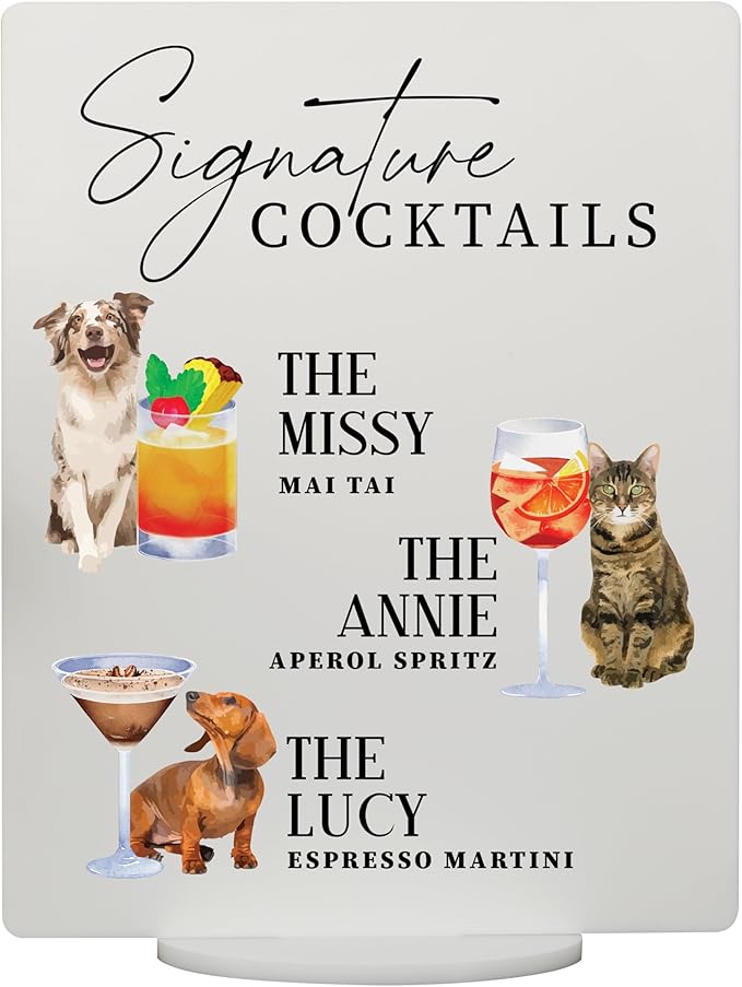 Pet Signature Drink Wedding Signs by Elation+Factory+Co.