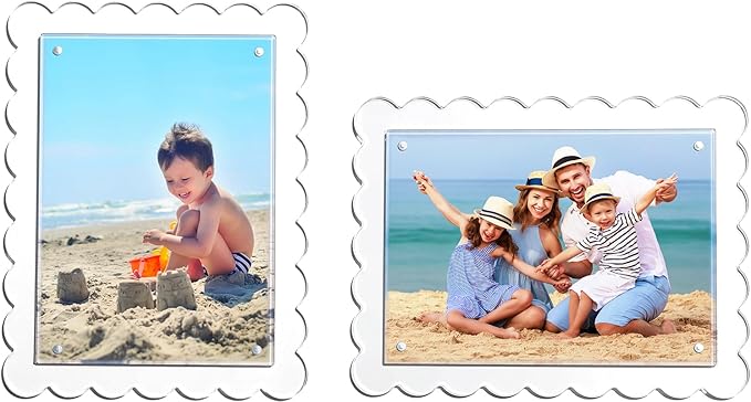 Cuspin 5x7 Acrylic Frames Set of 2 Scalloped Picture Frame - Image 6