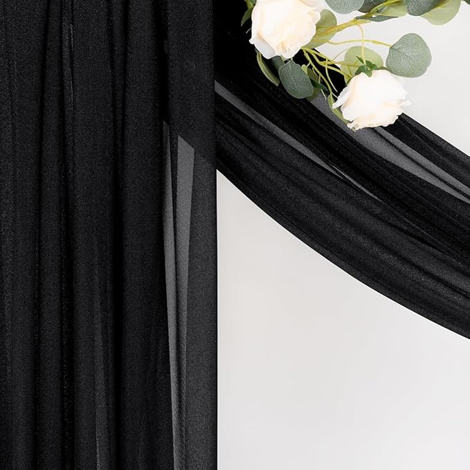 MLMC Black Wedding Arch Draping Fabric 4 Panels 29" x 20 FT Extra Long Gauze - Image 7