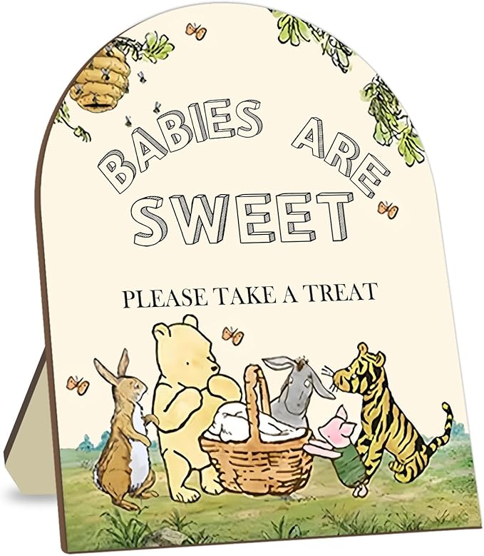 Classic Winnie Baby Shower Welcome Sign, Classic Pooh Babies are Sweet Please by CelebrateEveryMoment