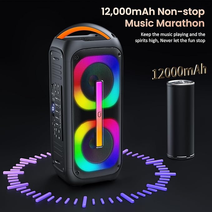 JYX Bluetooth Speaker with 2 Dual 60W 6.5" Subwoofer, PA System with 2 Wireless - Image 4