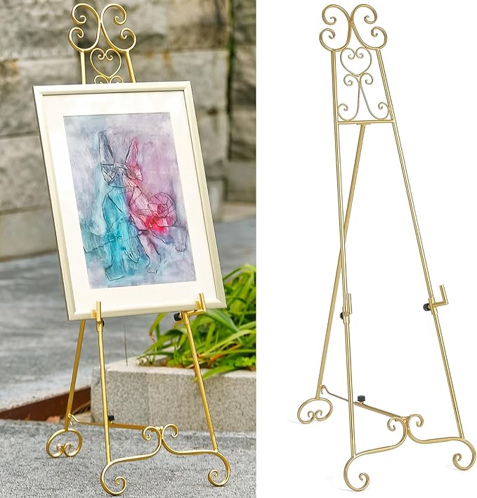 Metal Large Free Standing Adjustable Display Stand Scroll Easel by XAONIEN