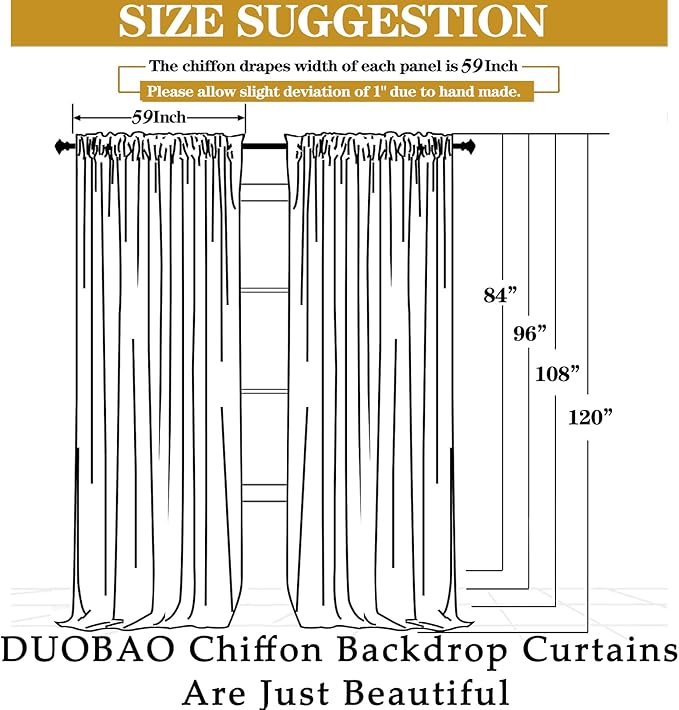 DUOBAO 2-Pack Sheer Chiffon Curtain Panels - Image 6