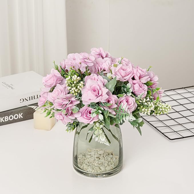 Artificial Flower 5 Branches Artificial Silk Fake Flowers Bouquet Small Roses - Image 5