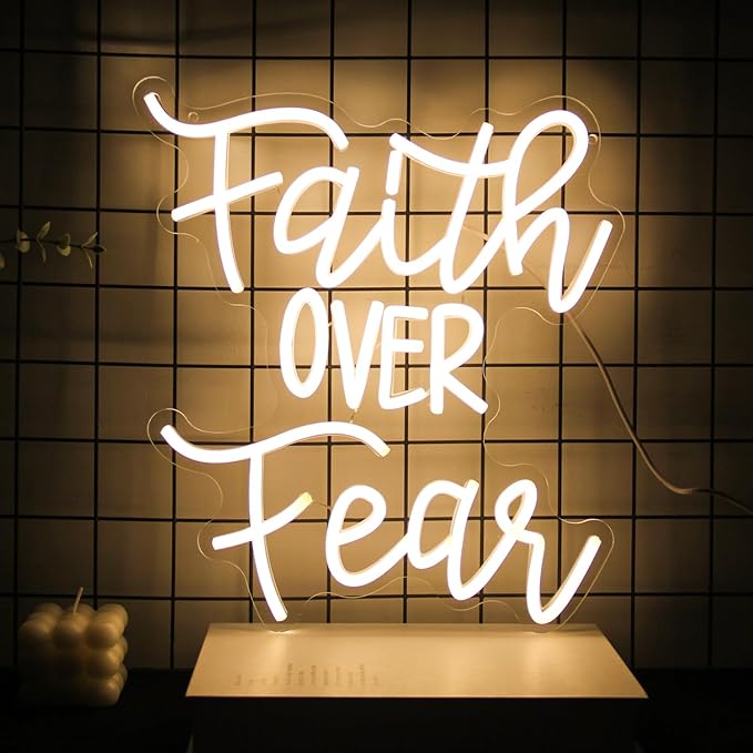 Faith Over Fear Neon Sign Jesus Neon Light Christian LED Signs by Kullneon