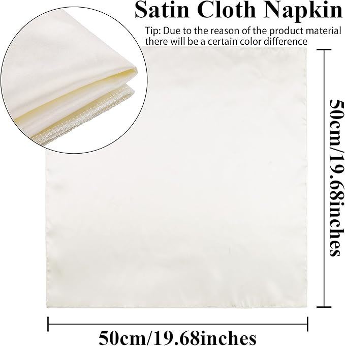 Aneco 12 Pieces Satin Napkin Square 20 x 20 Inches Dinner Napkins Weddings - Image 2