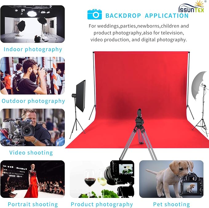 ISSUNTEX 10X20 ft Background Muslin Backdrop, Photo Studio, Collapsible High - Image 7