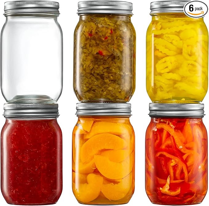 16 oz. Regular-Mouth Glass Mason Jars by GLING