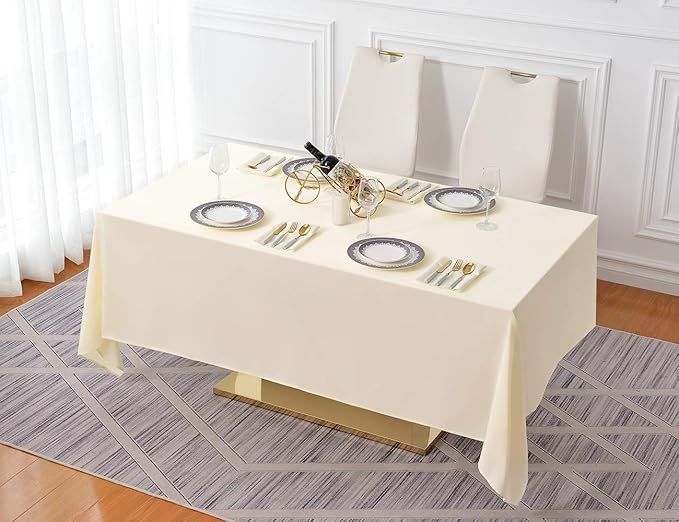 Surmente Beige Tablecloth 60 x 102-inch Rectangular Polyester Table Cloth - Image 6