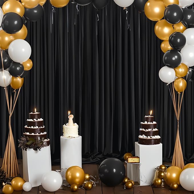 10 ft x 8 ft Wrinkle Free Black Backdrop Curtain - Image 8