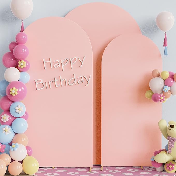 Fomcet Wedding Arch Cover 7.2FT, 6FT Pale Pink Spandex Fitted Fabric Backdrop - Image 4