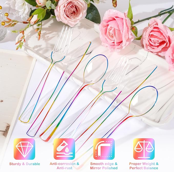 Supernal 120 PCS Clear Plastic Silverware Heavy Duty - Image 6