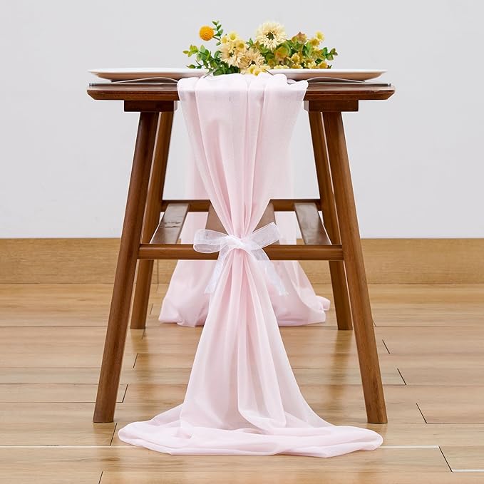 Wedding Arch Draping Fabric, 1 Panel 28" x 19Ft Blush Arch Drapes Sheer - Image 9