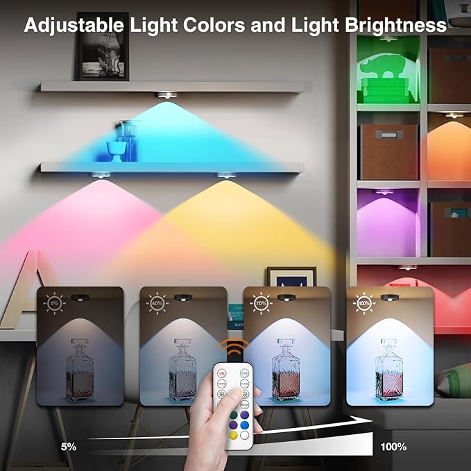 RGB Puck Lights with Remote Control, 2000mAh Rechargeable Stick on Led Lights - Image 5