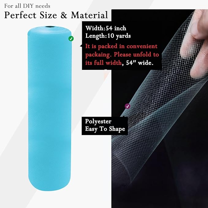 Light Blue Tulle Fabric Rolls 54 Inch by 10 Yards Fabric Tulle Bolt - Image 2