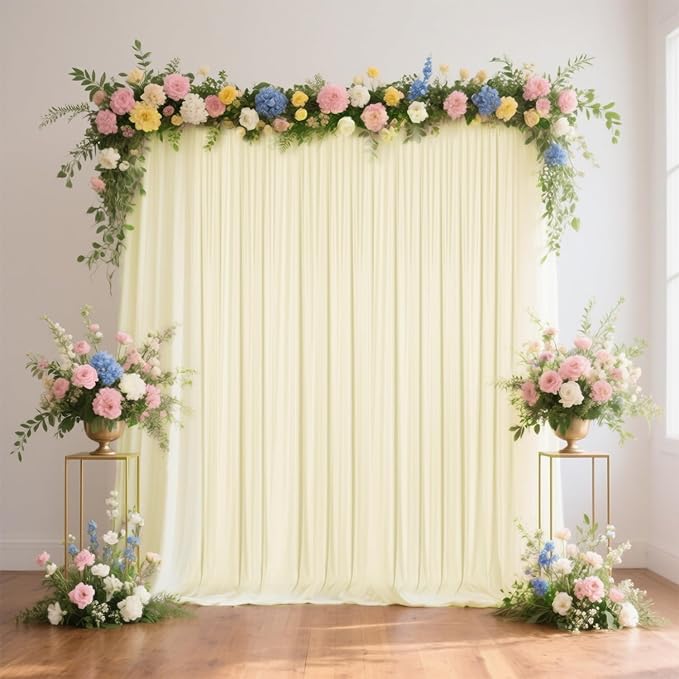 Sugargirl 10x10FT Light Yellow Backdrop Curtains Polyester Photo Backdrop - Image 7