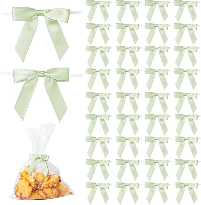 50Pcs Olive Green Twist Tie Bows by TULOBI