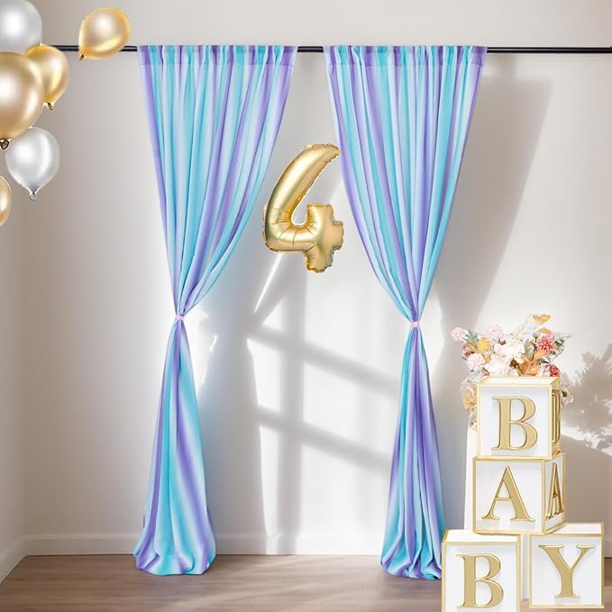 DUOBAO Sheer Curtains for Girls Bedroom, Light Filtering Purple Rod Pocket - Image 2
