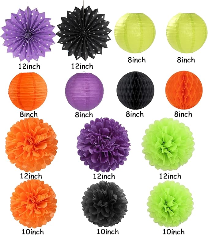 Black-Orange Purple Green Halloween Party-Decorations - Image 2