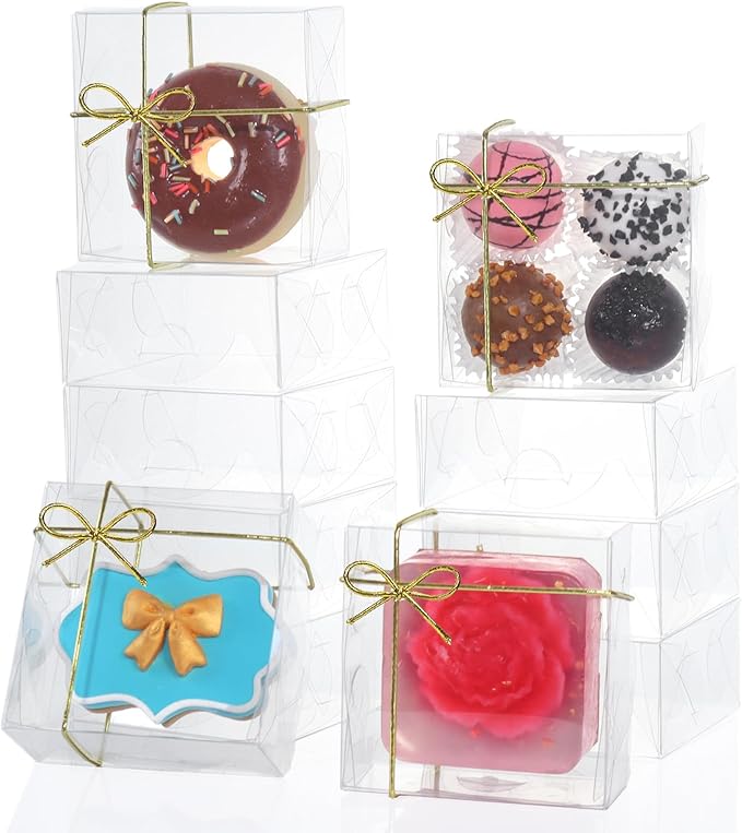 RomanticBaking 3¼"x3¼x1½50PCS Full Clear Cookie Boxes Soap Boxes Chocolate by RoanticBaking