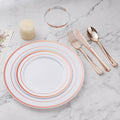 BESTVIP 450PCS Plastic Dinnerware Set, Rose Gold Disposable Plates by Bestvip