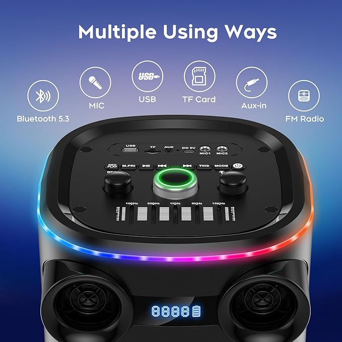 25.9''Karaoke Machine with 2 Wireless Microphones, 5.3 Speakers Bluetooth - Image 3