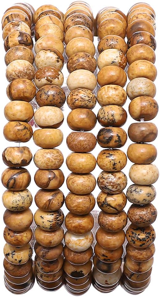 Natural Brown Picture Jasper Stone Rondelle 4x6mm Loose Semi Gemstone Beads by Beadia