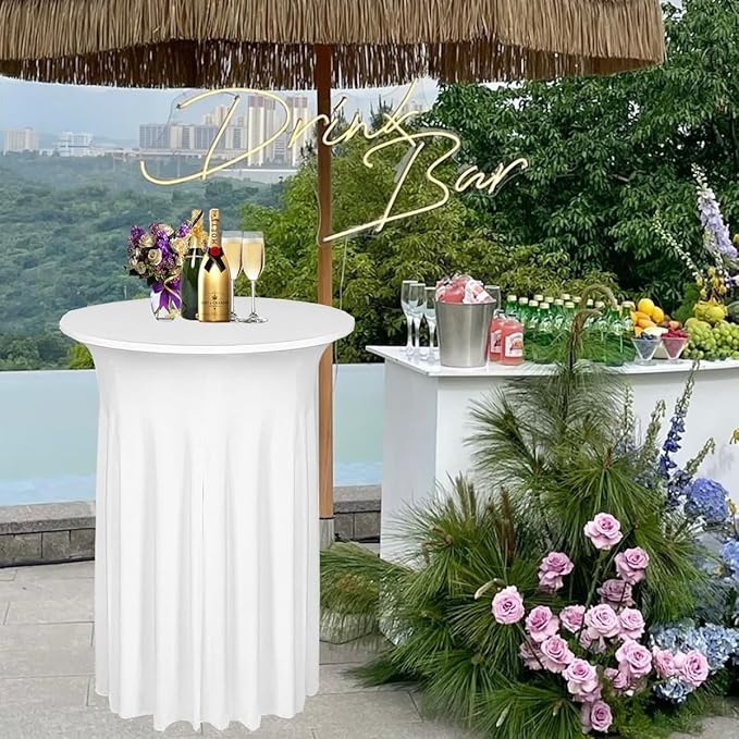 Albassa 2 Pack Cocktail Table Covers 32"x 43" Spandex Stretch Round Cocktail - Image 9