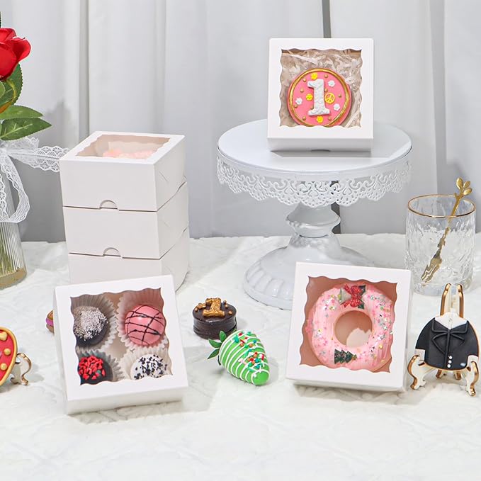 100-Pack 4X4X2 Elegant White Bakery Boxes - Image 4