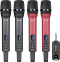 Rechargeable Wireless Microphones 4, Pro Handheld Cordless Mics System Dynamic by ZERFUN