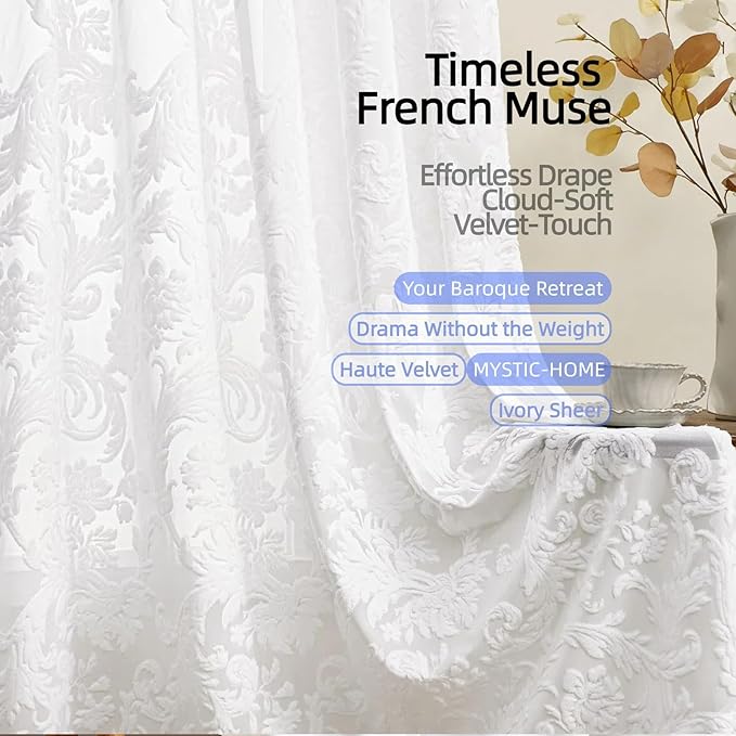 Curtains Sheer White Curtain Panels Boho Farmhouse Drapes - Image 3