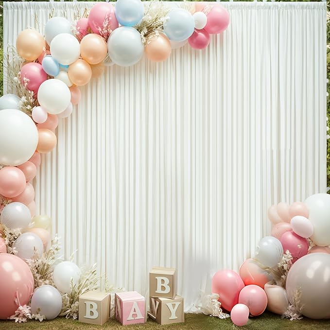 30×14ft Wrinkle Free Ivory Backdrop Curtain, Soft Silky Easy to Drape Cream - Image 5