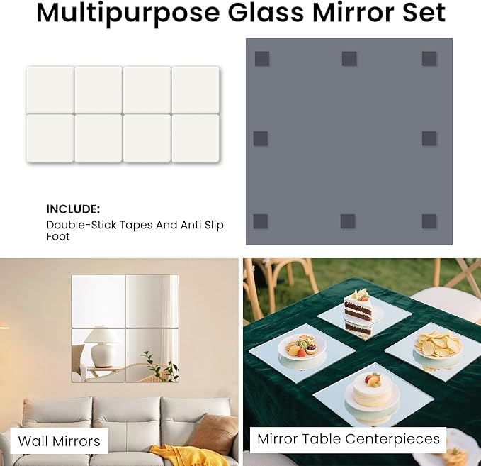 Square Glass Mirror Centerpieces, Glass Trays - Image 5