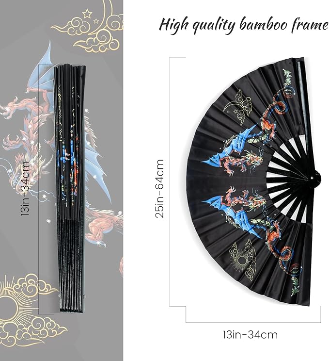 SYNTECSO Folding Hand Fan for Rave, Boots on The Ground Fan, Large Folding Fan - Image 2
