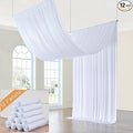 60ft x 15ft White Wrinkle Free Backdrop Curtains by ENJOYYOURPARTY