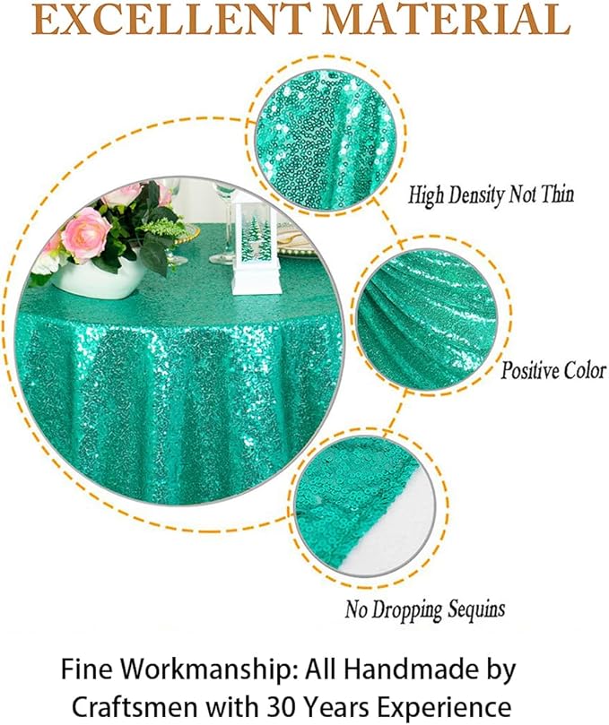 ShinyBeauty Small Tablecloth Square 36x36-Inch Green Sequin Tablecloth Glitter - Image 3