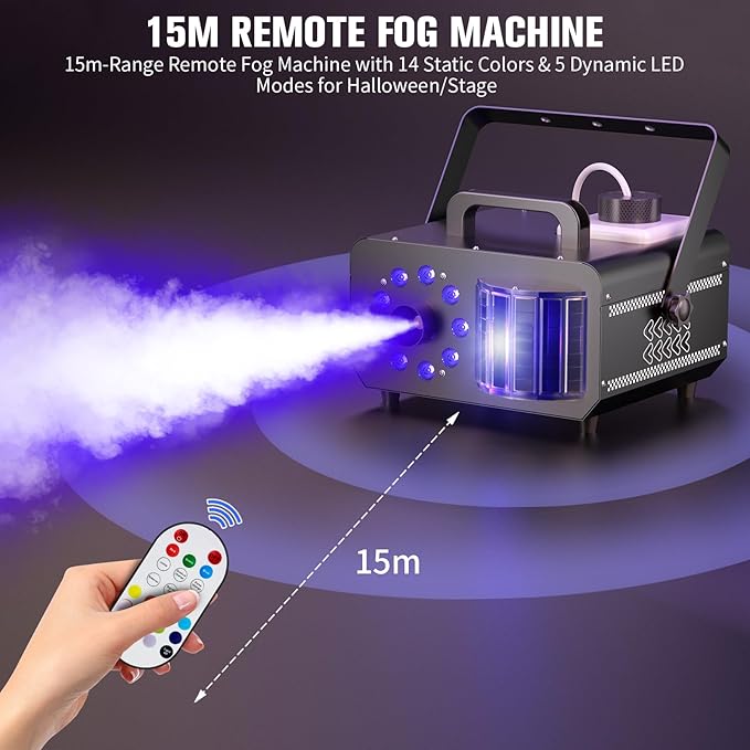 Fog Machine with RGBW LED Lights, 1200W Professional Smoke Machine, 1L Tank - Image 5