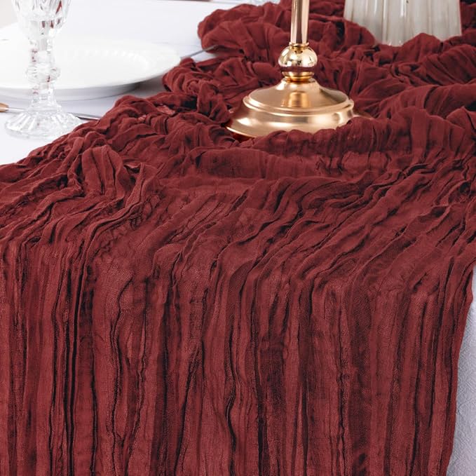MLMW 6 Pack Christmas Table Runner Cheesecloth Burgundy Boho Cheese Cloth 160 - Image 4