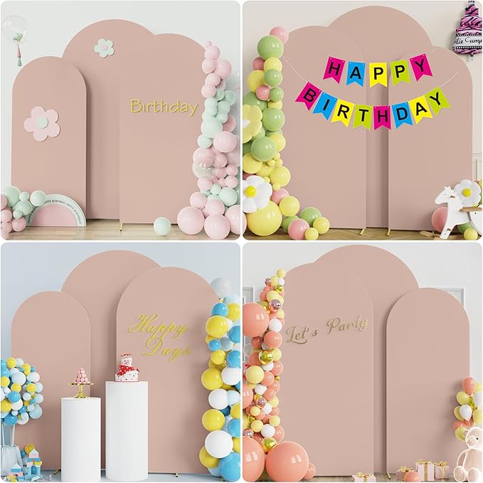 Fomcet Wedding Arch Cover 7.2FT, 6FT Nude Spandex Fitted Fabric Arch Backdrop - Image 5