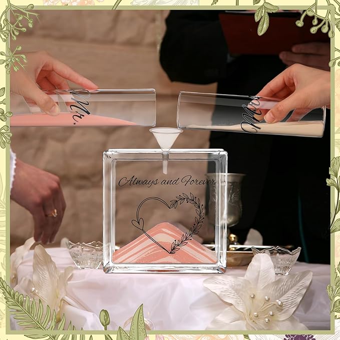 Wedding Unity Sand Set Include Vases Square Glass Jar Container 12 oz Sand - Image 2
