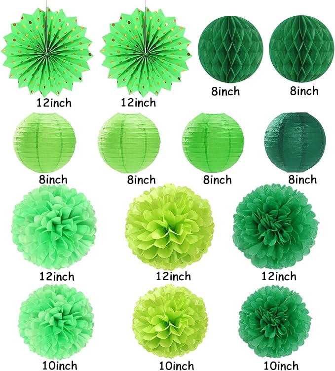 Green Party Decorations Streamers Lanterns - Image 2