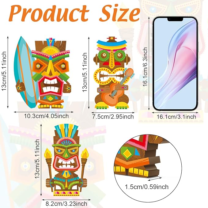 Blulu 3 Pcs Tiki Party Decor Hawaiian Luau Party Decorations Tropical Aloha - Image 6