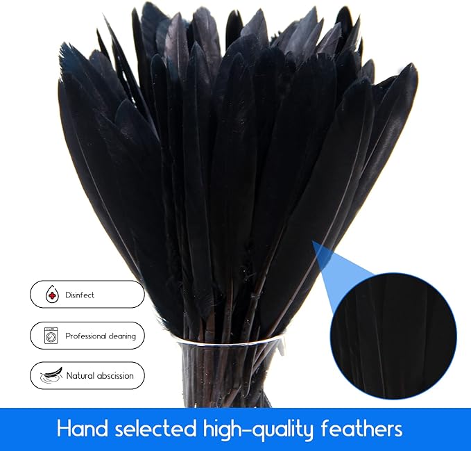 FeelfunFeather 120pcs Black Goose Cochettes Feather Natural Bulk 4-6 inch - Image 6